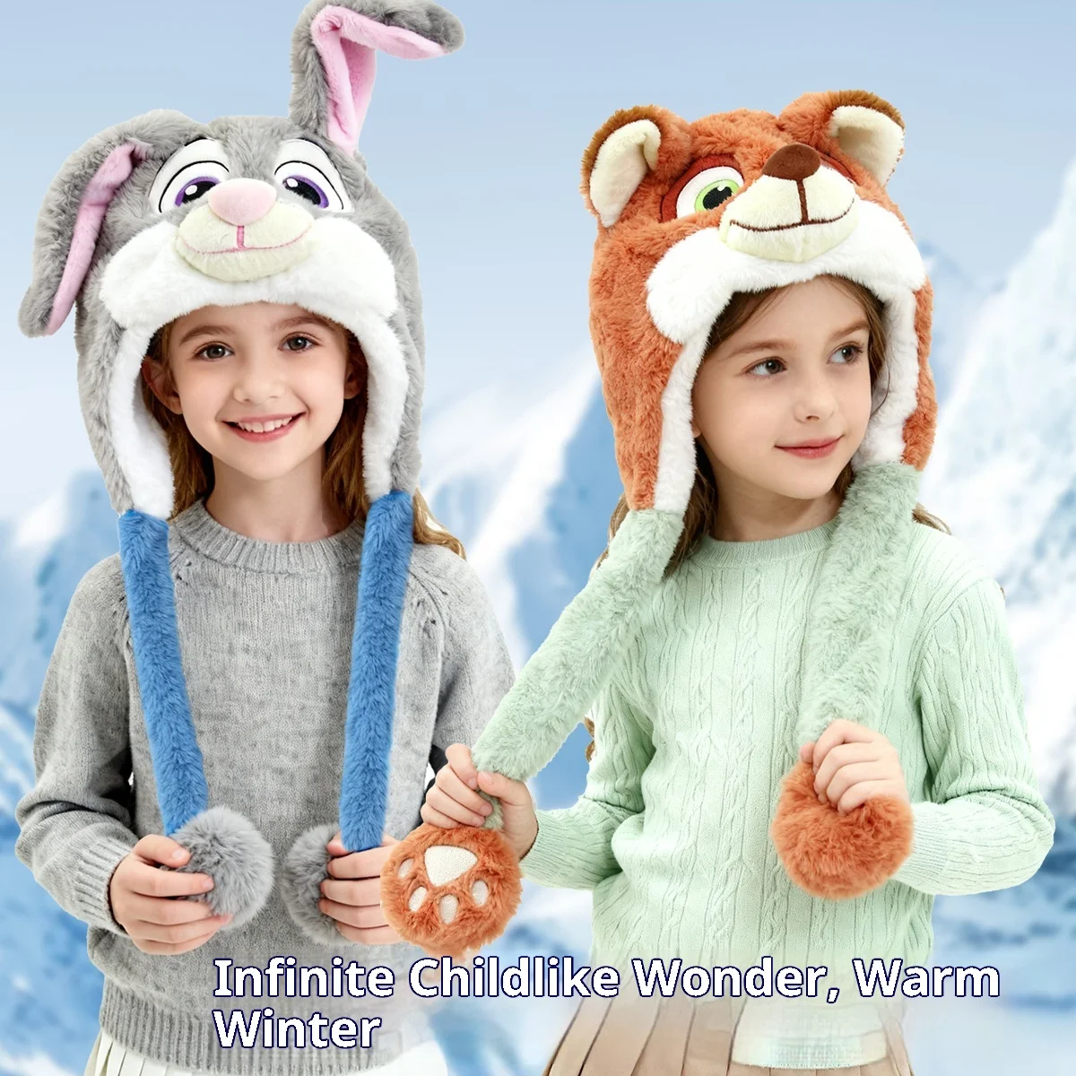 Winter nieuwe Nick & Judy pluche muts uit 2025 - Disney Zootopia 2 fleece gevoerde warme mutsen, officiële karakter wintermuts