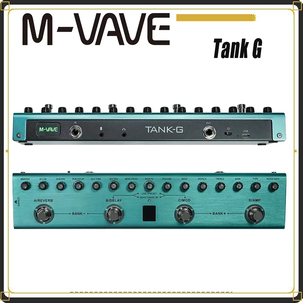 Tank G Guitar Multi-Effects Pedal 36 Presets,9 Preamp Slot,3-Band EQ,8 IR Cab Slot,3 Modulation/Delay/Reverb Effect M VAVE