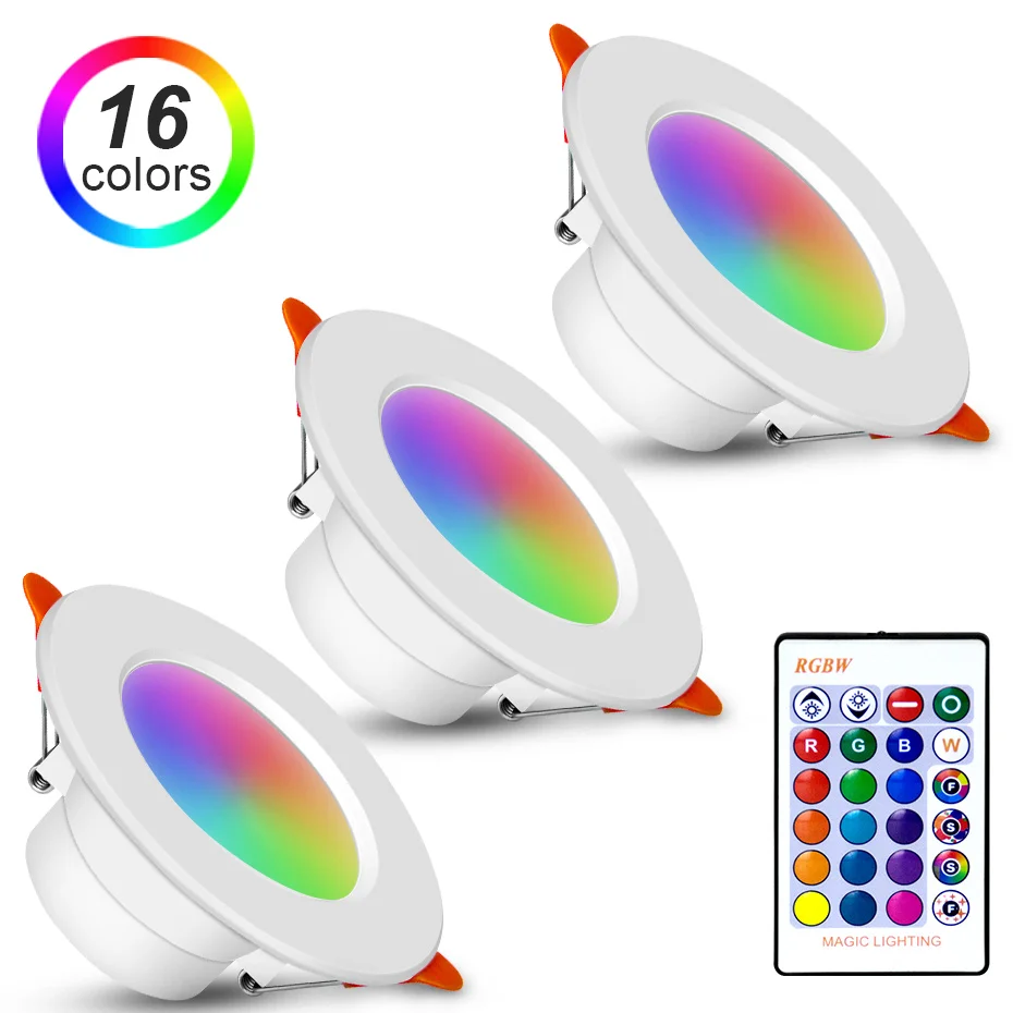 

Светодиодный потолочный светильник RGB 10 Вт 15 Вт с регулируемой яркостью, светодиодный потолочный светильник переменного тока 110 В 220 В, встраиваемый внутренний прожектор с функцией памяти