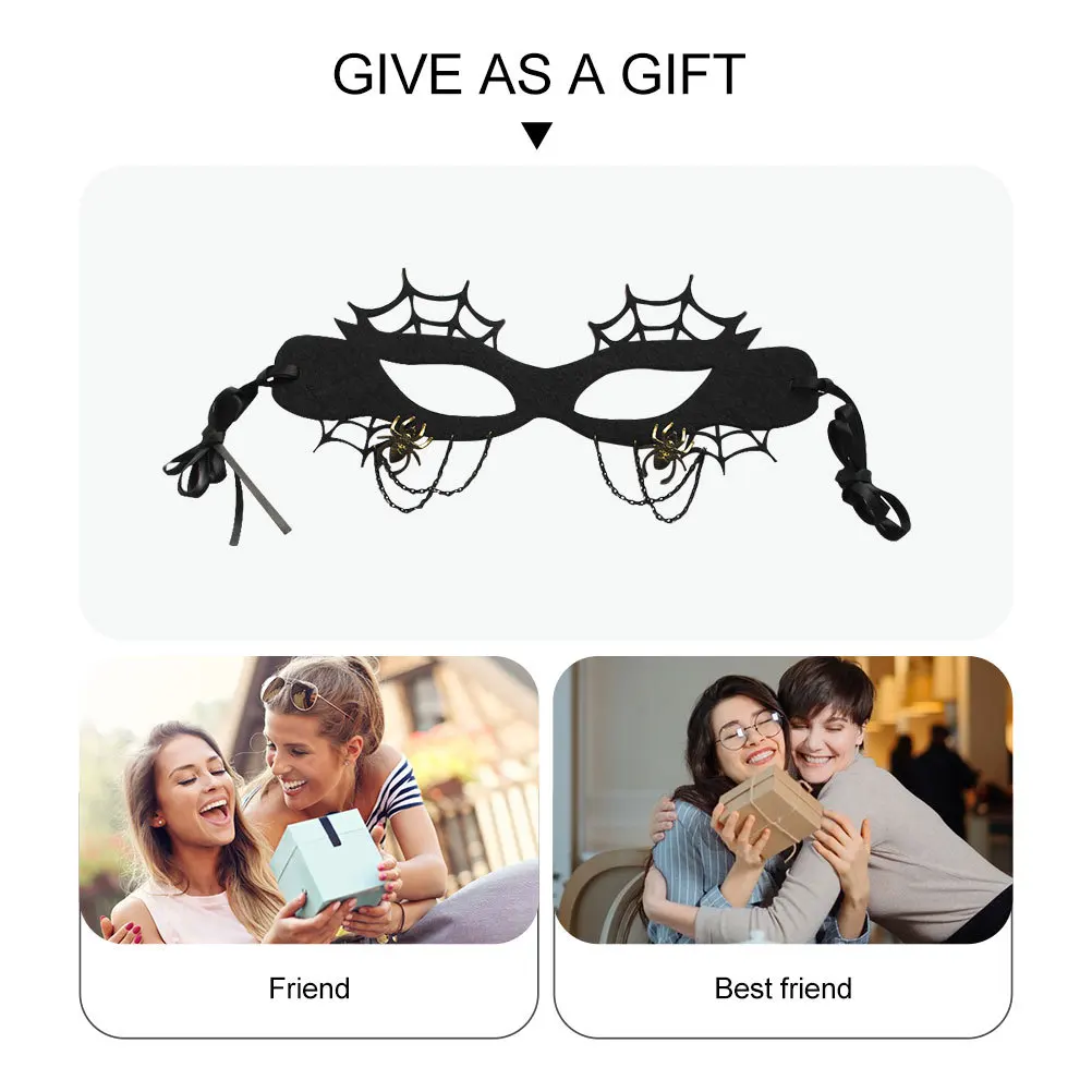 

Half Face Spider Web Masquerade Mask Fine Felt Craft Party Cosplay Festival Performance Decoration Banquet Mask Ornament