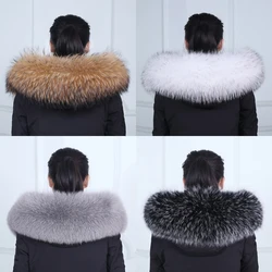 Winter 100% Real Raccoon Fur Scarf Trim Straight Collar Decorate Women's Fashion Coat Hat Keep Warmer Natural Fox Scarves Shawl