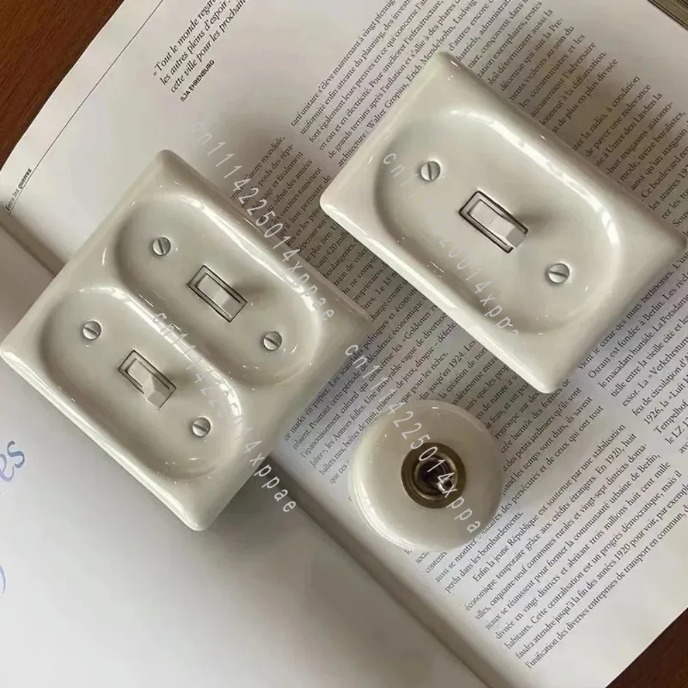 Retro American Ceramic White Switch Socket 120 Type Double Opening Lever Single Control Dual Control