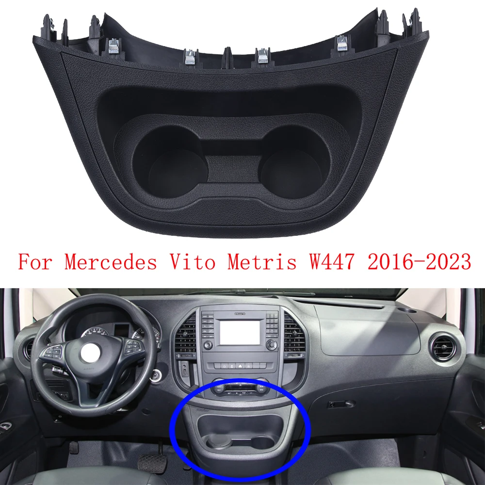 Car Central Control Cup Holder Panel Black Accessory For Mercedes Vito Metris W447 2016 2017 2018 2019 2020 2021 2022 2023