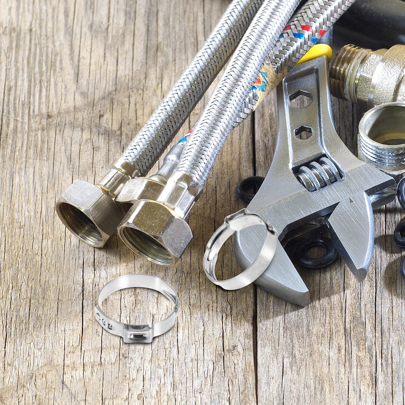 

24 Pcs Stainless Steel Tightening Clamp Conduit Metal Pex Crimp Ring Hose Mini Clamps