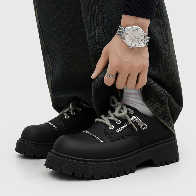 2026 new fashionable, comfortable, casual, niche, high-end, zipper big toe shoes, versatile commuting, derby shoes, trendy