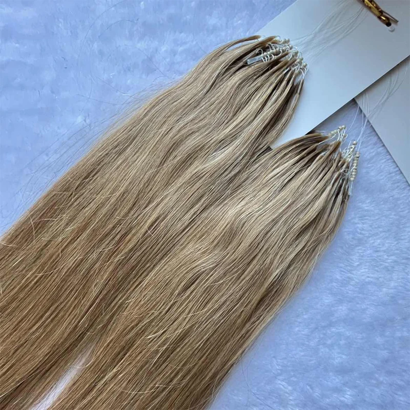 

27# Microlink Hair Extensions Human Hair Nano Rings With Fish Line Hair Extension Invisible Mechine Remy 0.6g/pcs 50strands/pack