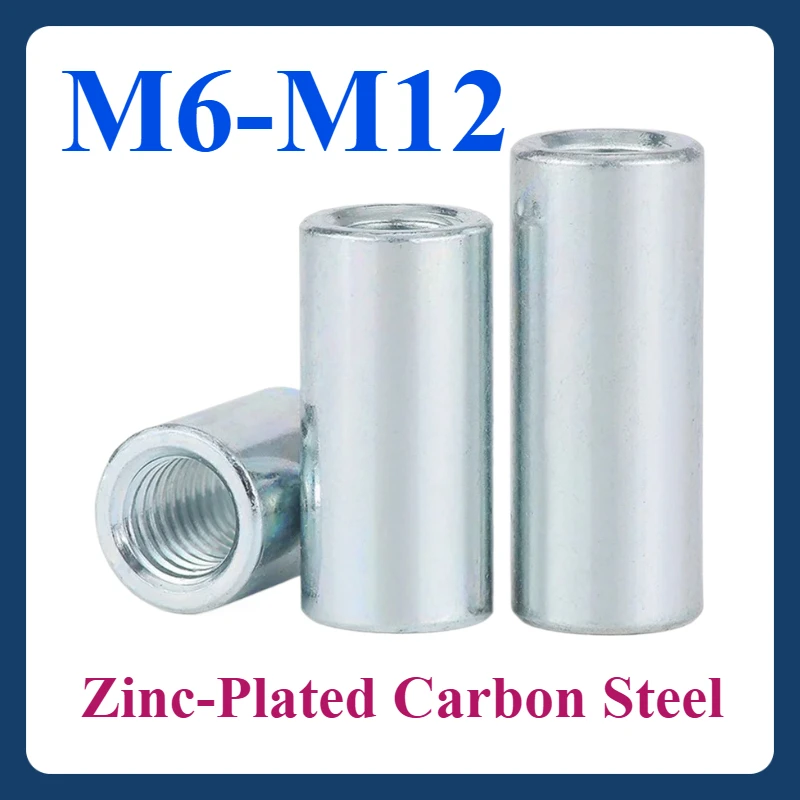 

10 ~ 40 шт. оцинкованные удлиненные длинные удлиненные круглые соединительные гайки, соединительная втулка, гайка, соединительная втулка, трубчатая гайка M6 M8 M10 M12