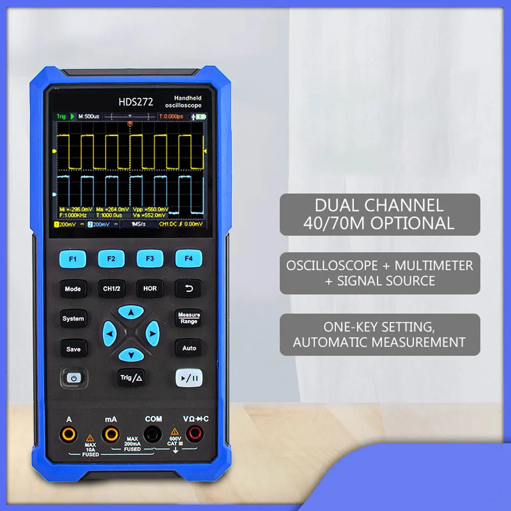 Handheld Oscilloscope Multimeter 2-in-1 HDS200 Multimeter Digital Oscilloscope True-RMS Multimeter