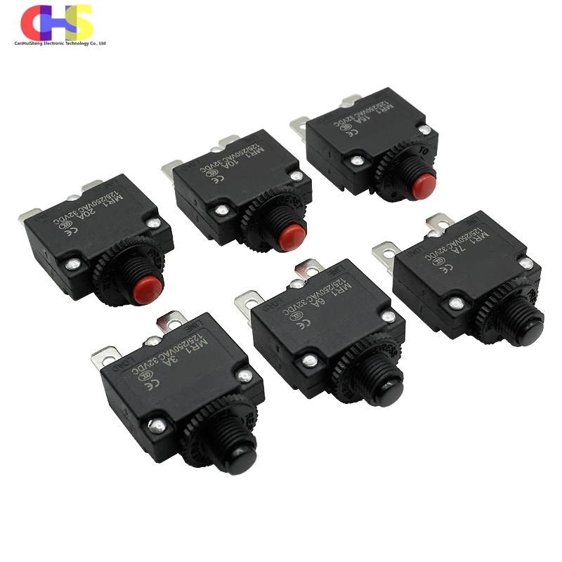 (1-10PCS) MR1 Réinitialisation Manuel Disjoncteur 3A 4A 5A 6A 8A 10A 12A 15A 20A 25A 30A Thermique Courant Surcharge Protecteur Interrupteur Fusible