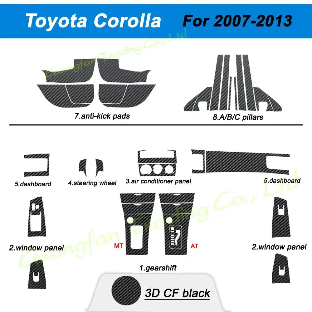 3D/5D Carbon Fiber Car-styling Interior Cover Console Color Sticker Decals Product Accessories For Toyota altis 2003-2013