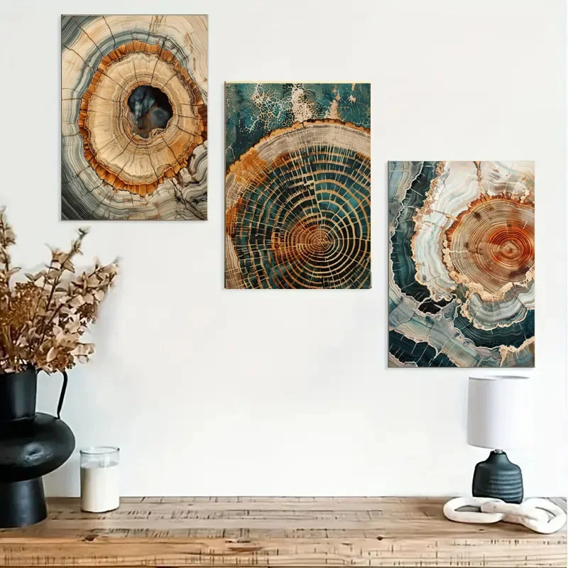 (No frame)1pc Nordic Tree Ring Abstract Art, Modern Abstract, Scandinavian Abstract Wall Art, Wood Rings Wall Art, Nordic Fin