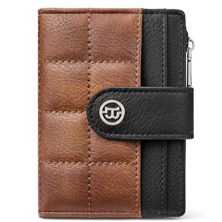 

Small Wallet for Women Leather RFID Blocking Card Holder Bifold Compact Wallets With Zipper Coin Pocket