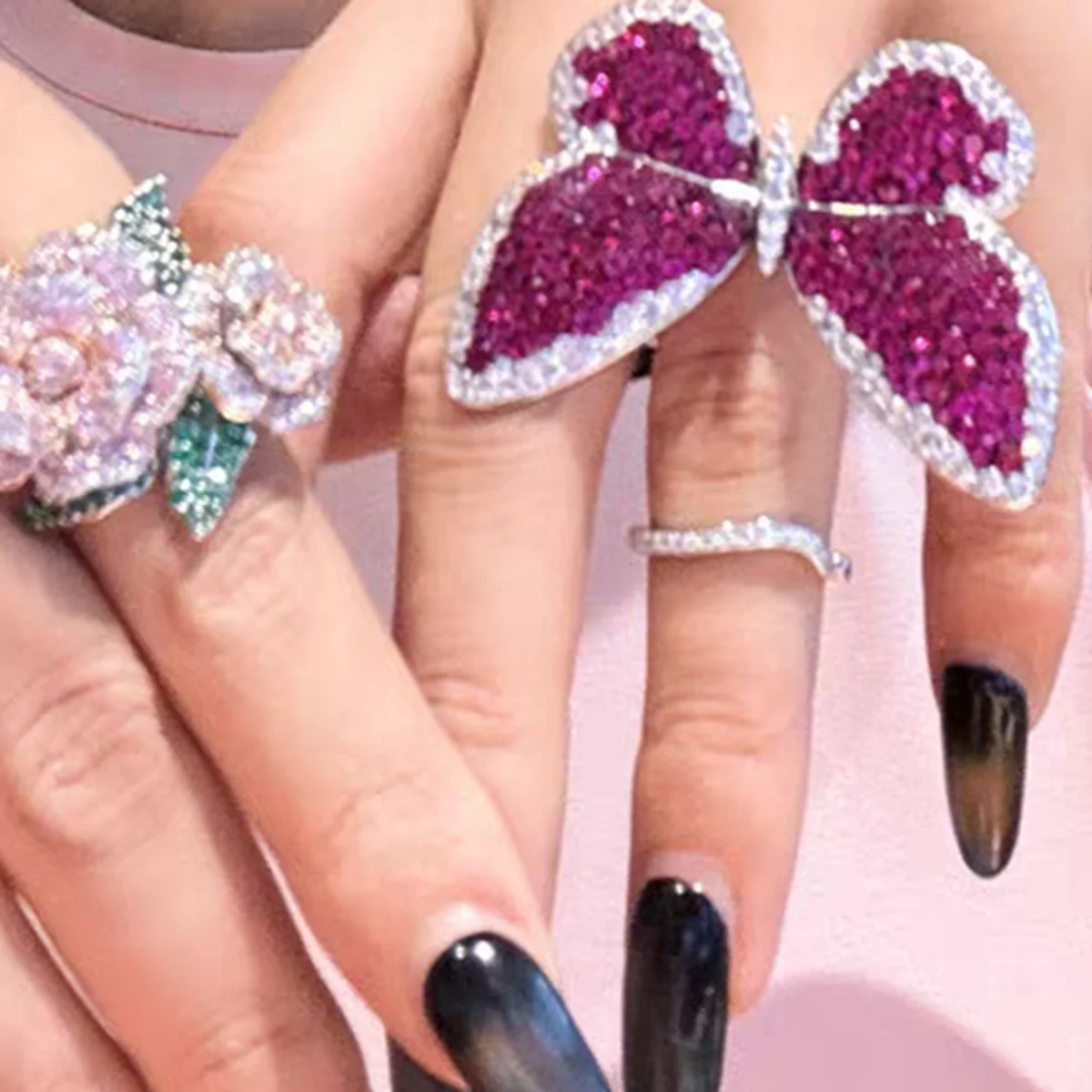 KQDANCE Wing Can Move Real 925 Sterling Silver Luxury Green Blue Pink Butterfly Cocktail Rings Woman Luxury Party Fine Jewelry - view 5