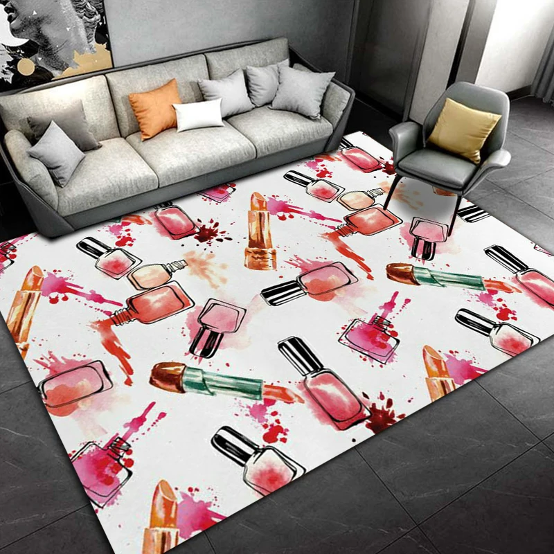 Hand painted makeup and cosmetics Rugs for Living Room Bedroom Dining Kitchen Office Bathroom Non-Slip Large Decor Carpet cool