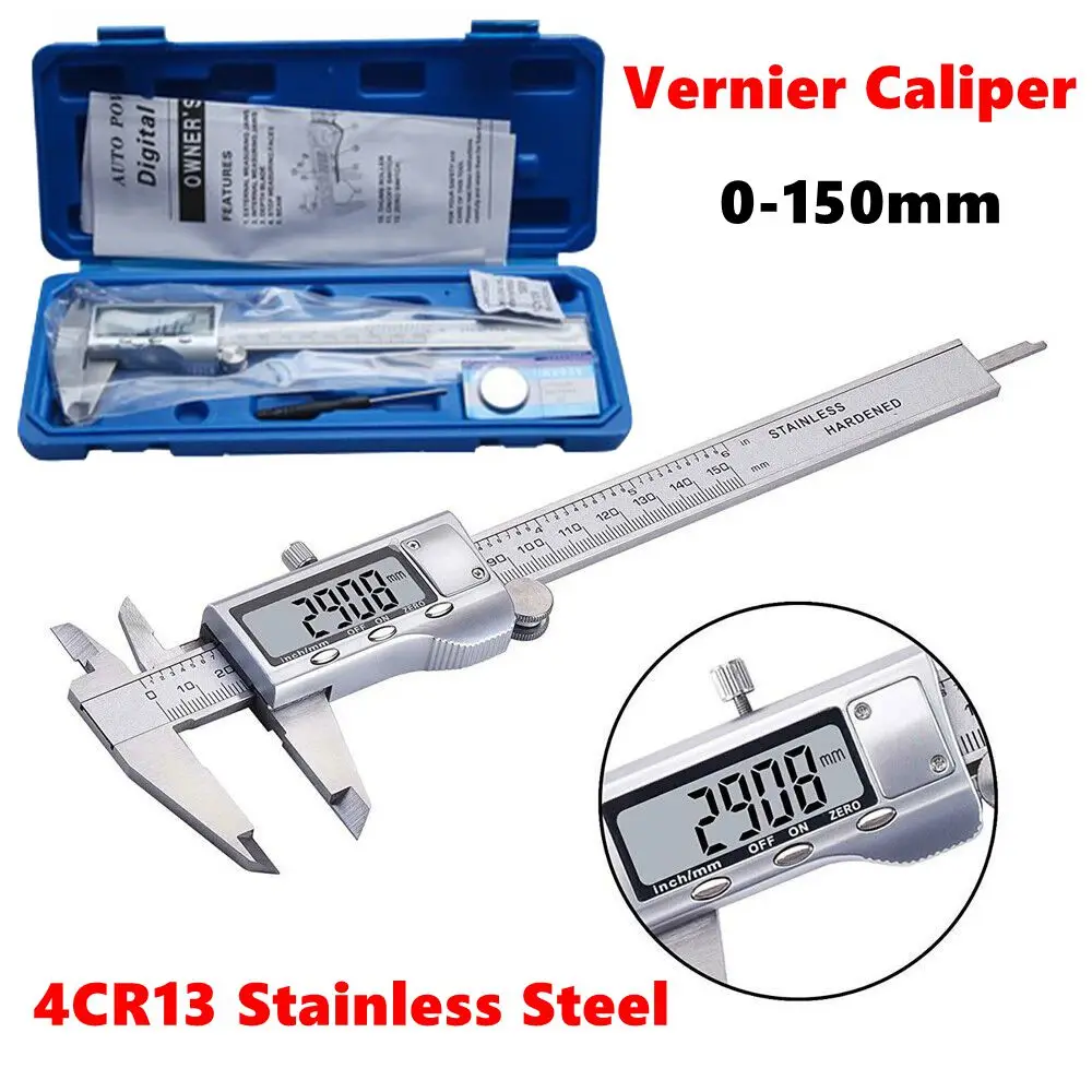 6 Inch Digital Vernier Caliper 0-150mm Stainless Steel/Plastic Electronic Gauge Ruler Carpenter for Engineer Measuring Tools