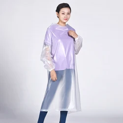 Clear Transparent O Neck Long Sleeve Waterproof Rainproof Apron Design Raincoat Length 1.3meter