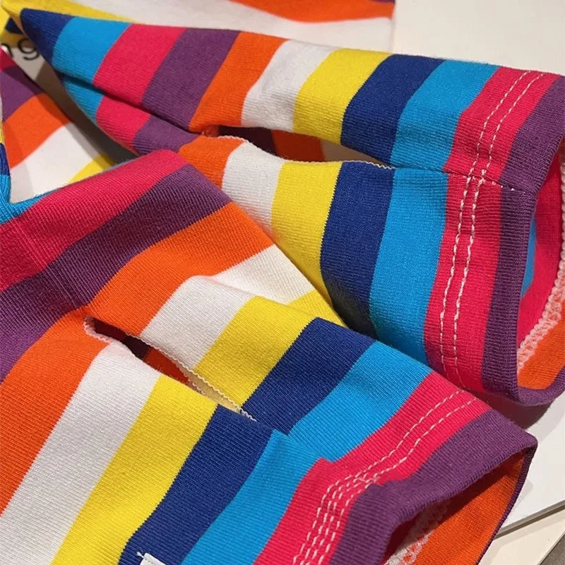 Colorful Striped Arm Sleeves Cycling Driving Sun Protection Ice Silk Shopping Cooling Loose Fit Arm Covers Women Summer Outdoor