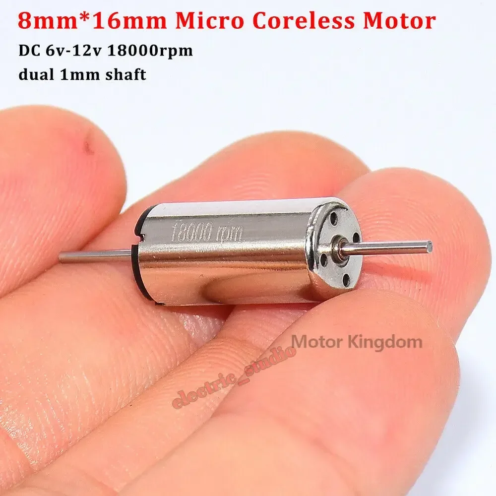 Micro Coreless Motor para RC Rail Train Modelo, eixo duplo, bloco de trem, alta velocidade, 8mm * 16mm, DC 12V, 13500RPM, 18000RPM