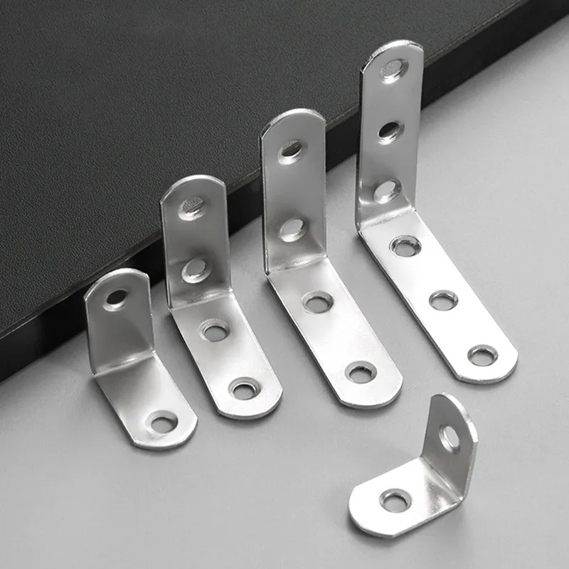 500Pcs/Lot 90 Degree Angle Corner Brackets Stainless Steel Corner Brace Fastener Wall Brackets Hanger for Shelves Table Chair