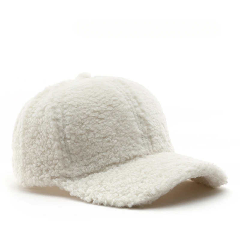 Winter Hat for Women Baseball Cap Artificial Lamb Wool Hats  display picture 1
