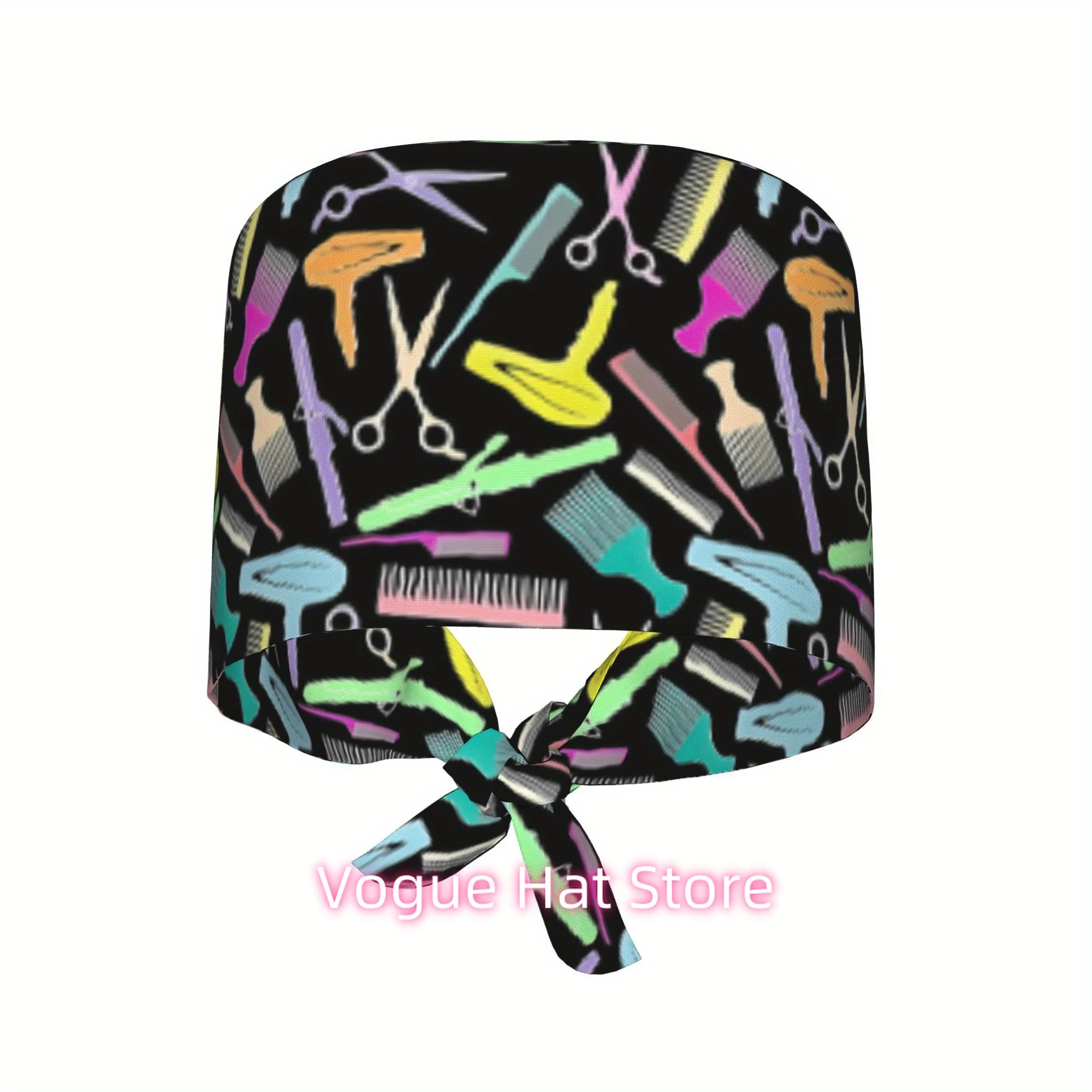 Salon Hair Dressing Work Cap - Adjustable Hairdressing Cap with Hair Tool Design (Scissors/Combs/Thermometer), Lightweig