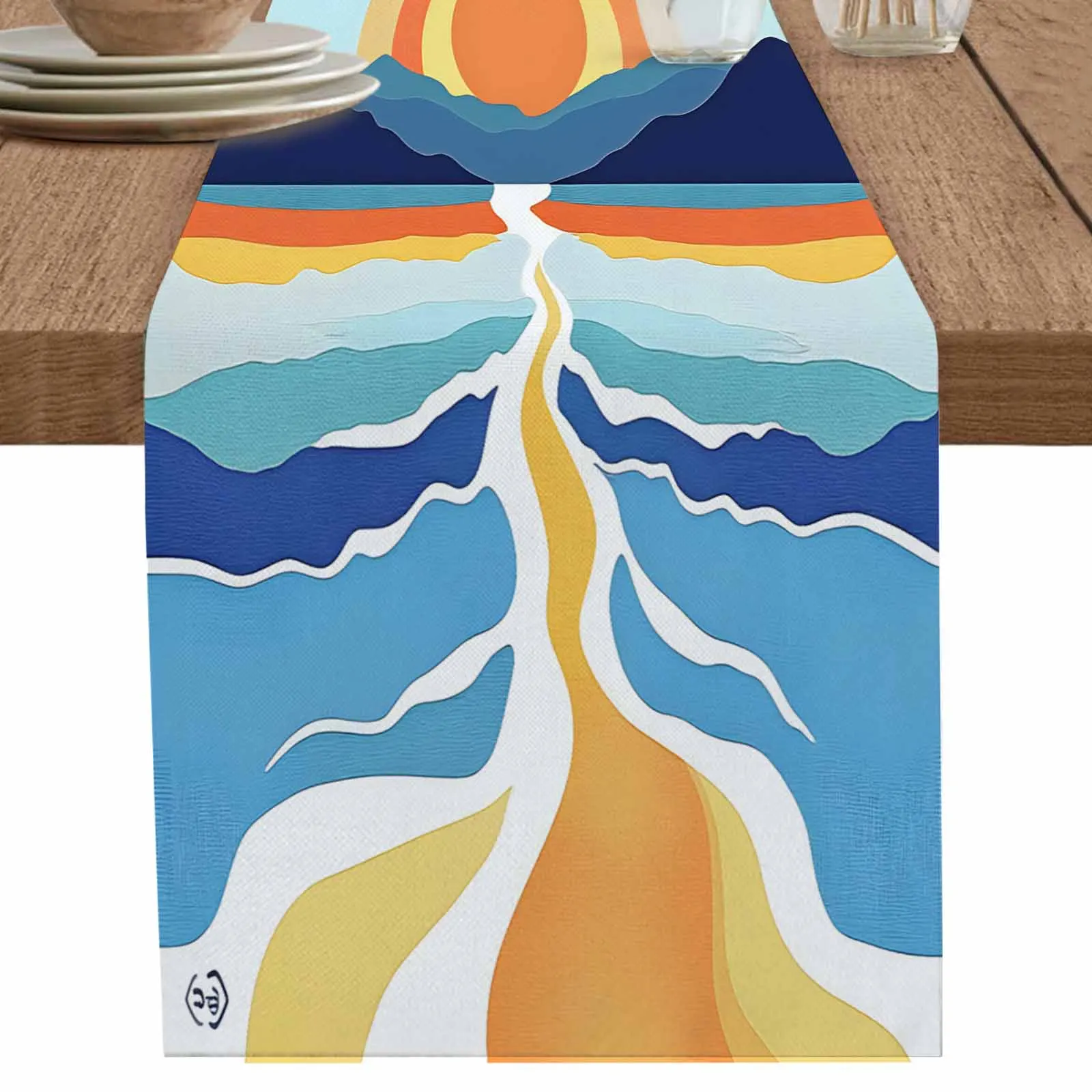 Abstract Art Texture Art Sun Runner Wedding Decor Table Cover Holiday Party Coffee Table Decoration Tablecloth