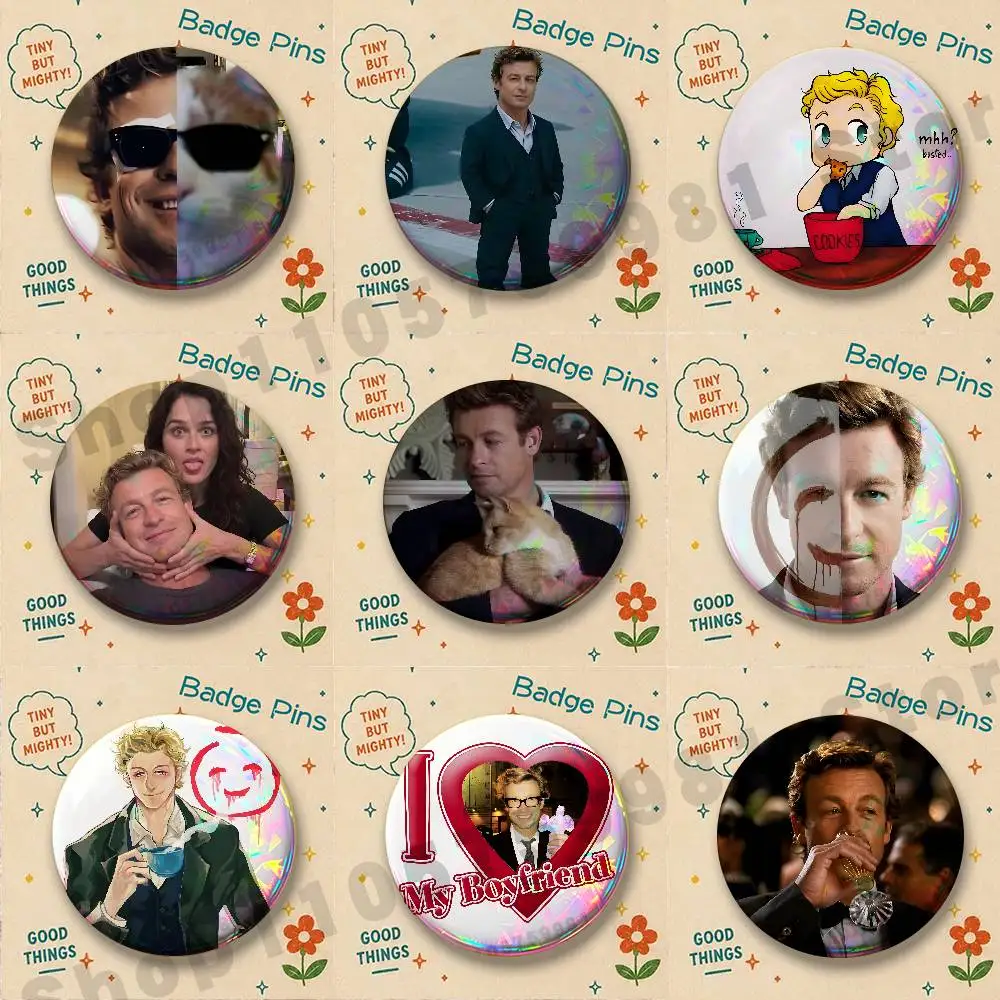 P-Patrick Jane Brooches for Bag Decor Jewelry Accessories Gift 25/32/44/58/75mm Round Cartoon Badges