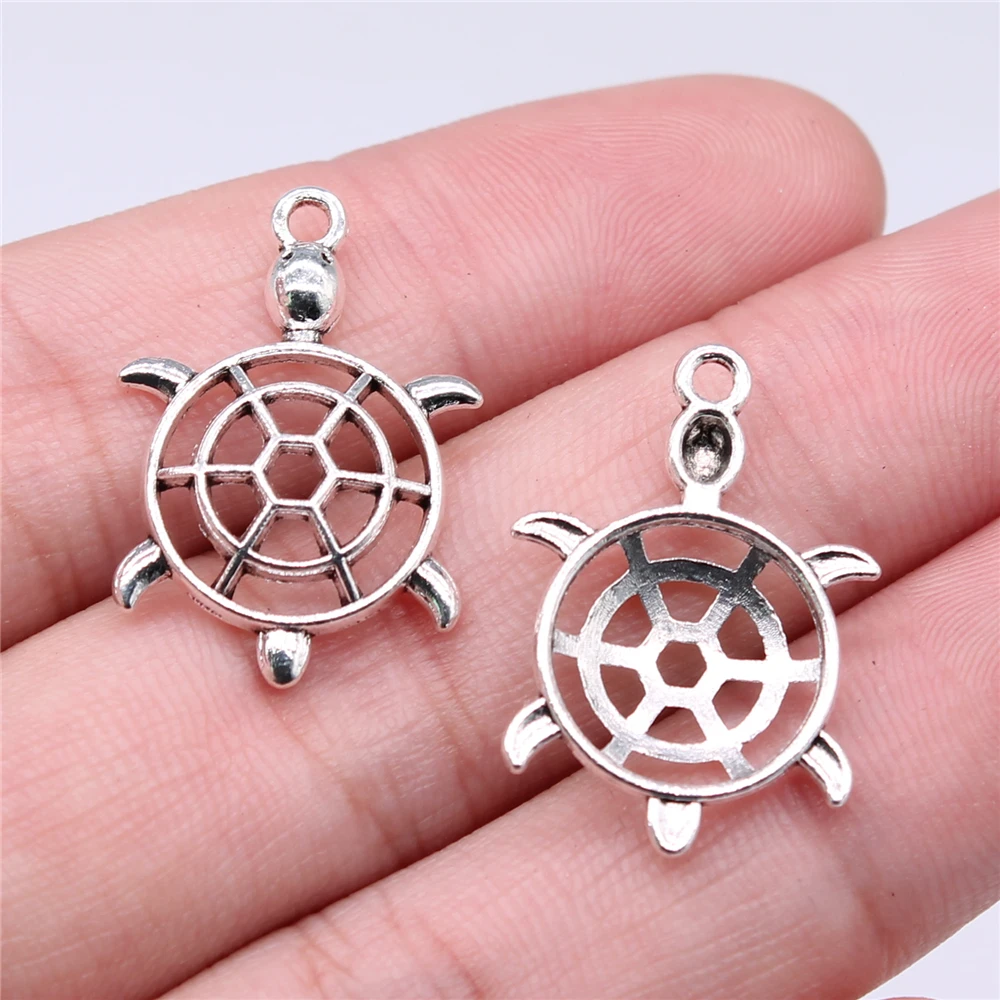 

Wholesale 150pcs/bag 26x18mm Charms Hollow Turtle Charms DIY Jewelry Findings Antique Silver Color Alloy Charms