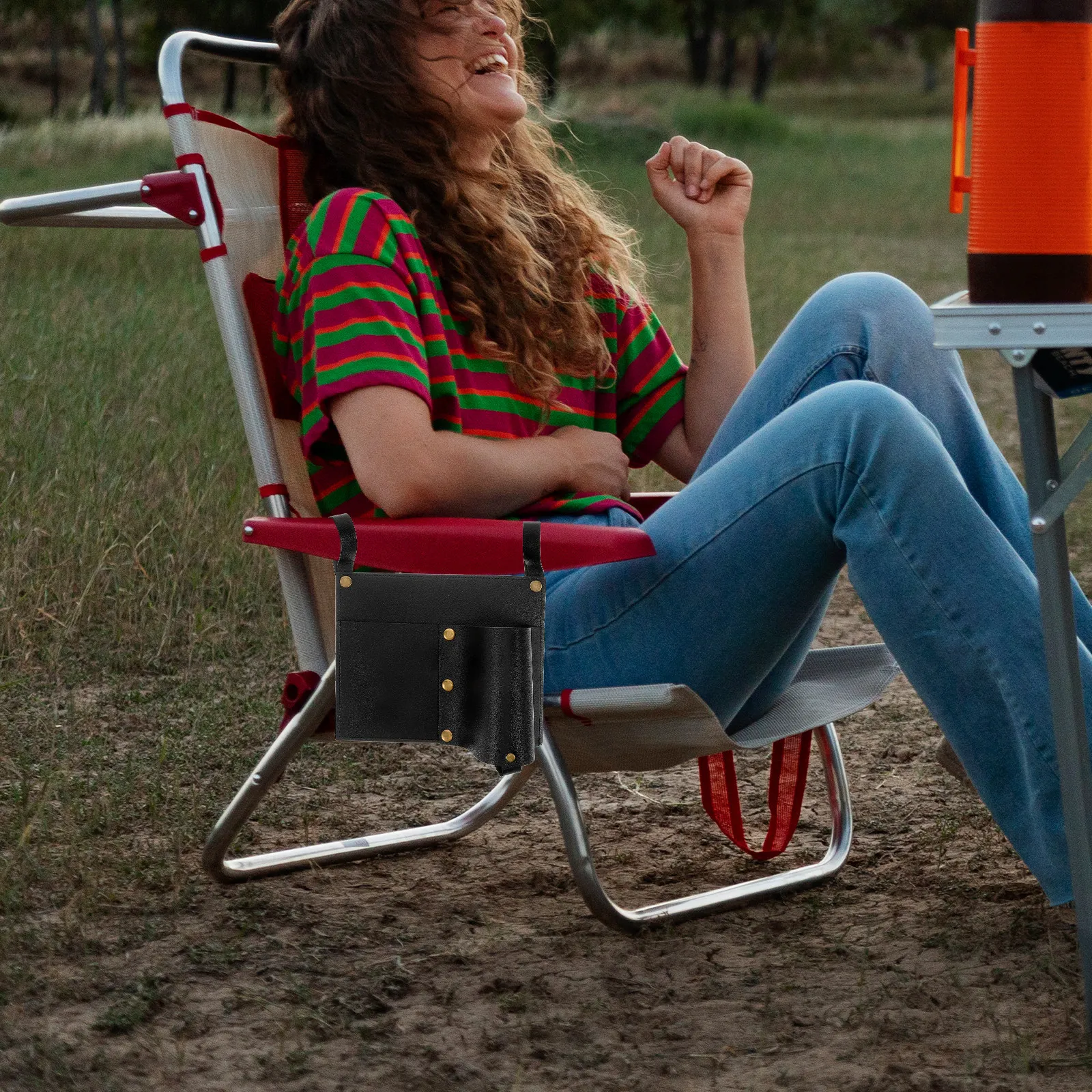 Camping Chair Side Pocket Organizer – Large Capacity PU Storage Bag for Water Bottle, Phone & Essentials