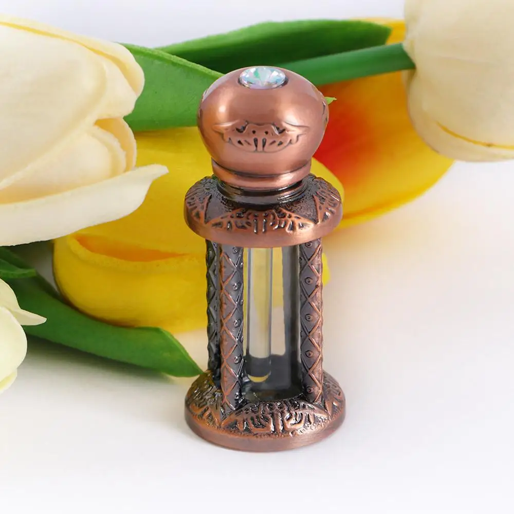 Botella cuentagotas de cobre Vintage de belleza, botella de aceite esencial, contenedor, botella vacía, botellas recargables