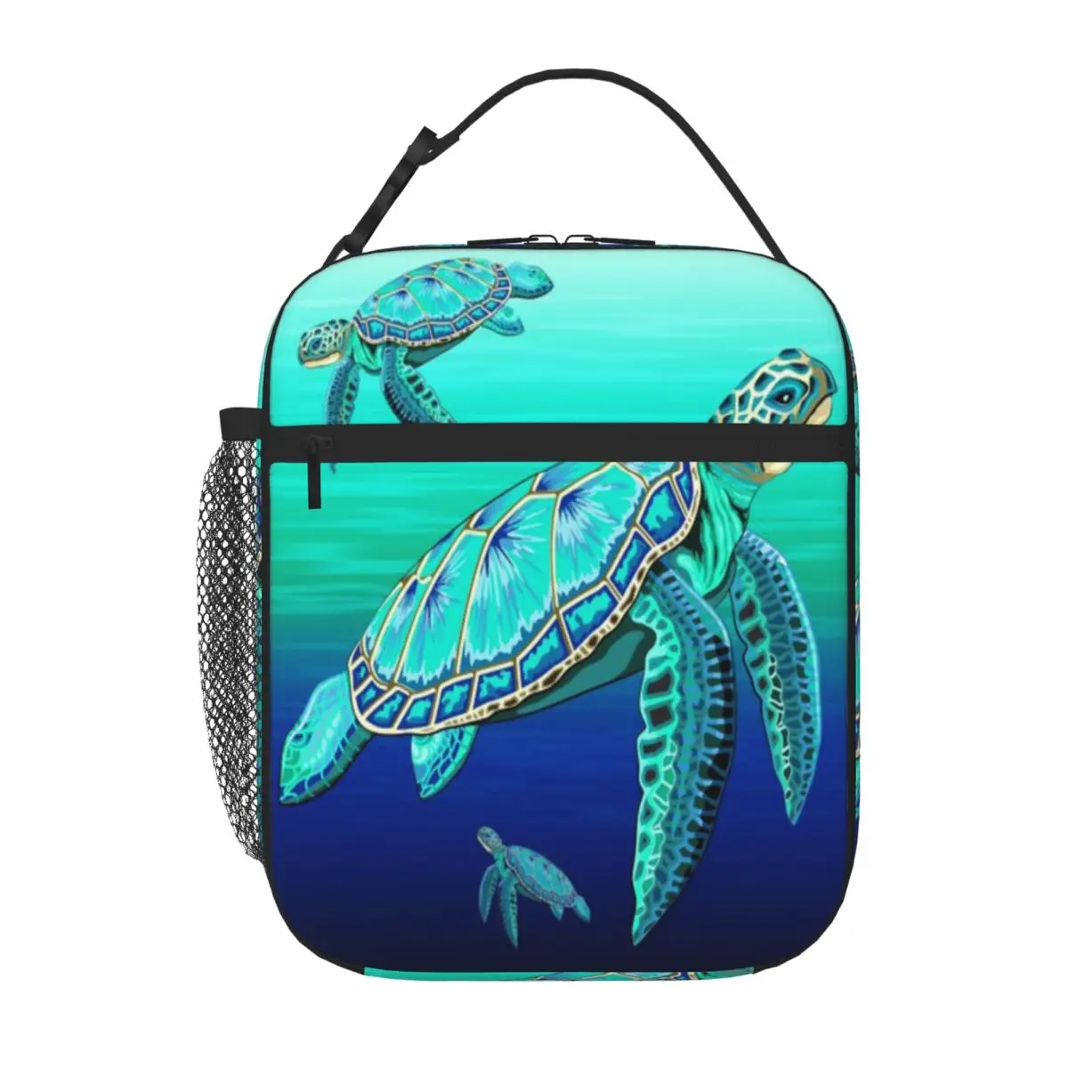 Hot Sale Sea Turtle Turquoise Oceanlife Light Luxury Lunch Tote Student Bento Meal Prep Bag