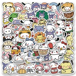 10/30/50/100PCS Anime Hello Kitty Sanrio Stickers Kuromi Melody Cute Q Edition DIY Graffiti Fashion  Cartoon Decals Kid Gift Toy