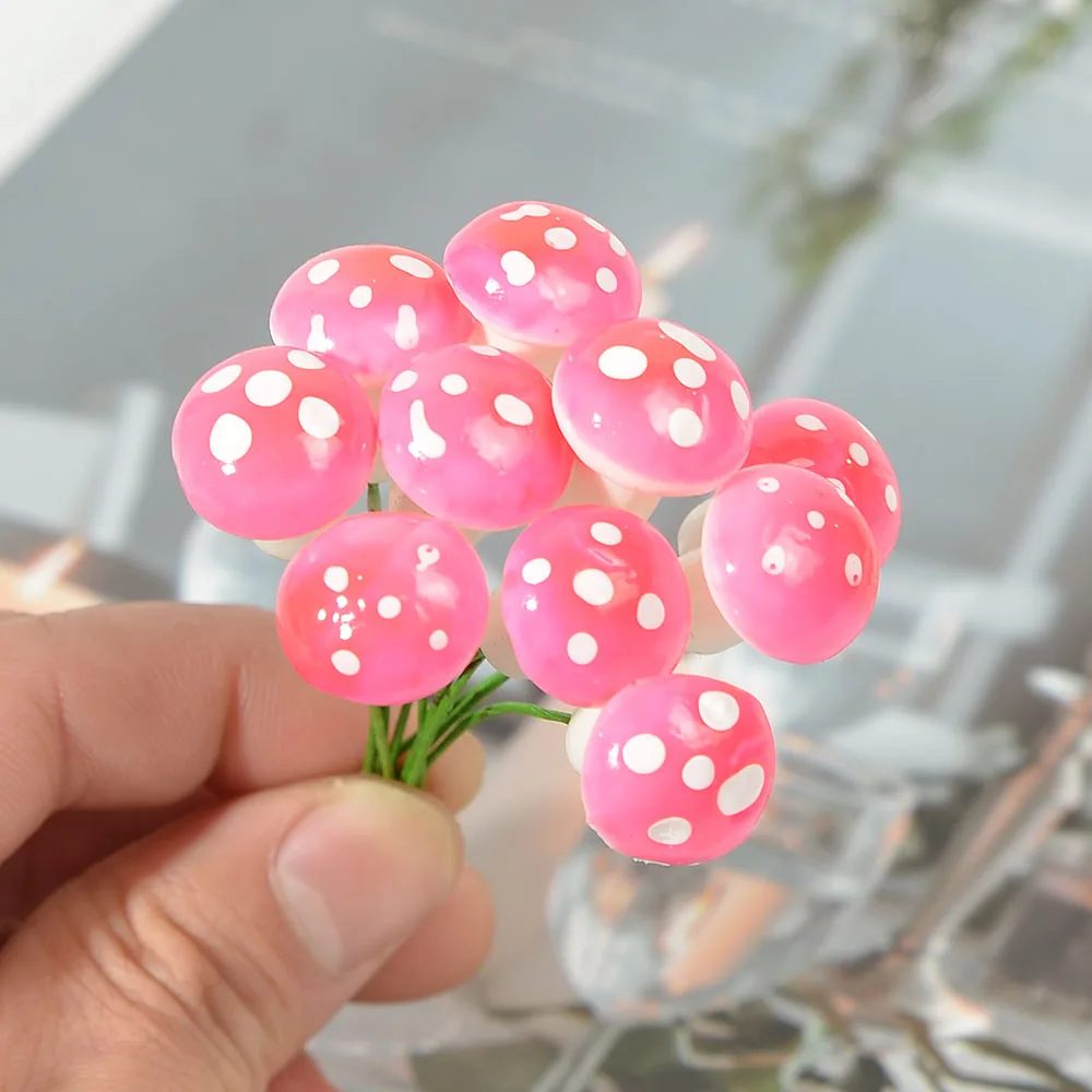 10/50/100Pcs 1.5cm Mini Foam Mushroom Fungus Artificial Plant Flower Kids Painted DIY Craft Home Party Wreath Holiday Decoration