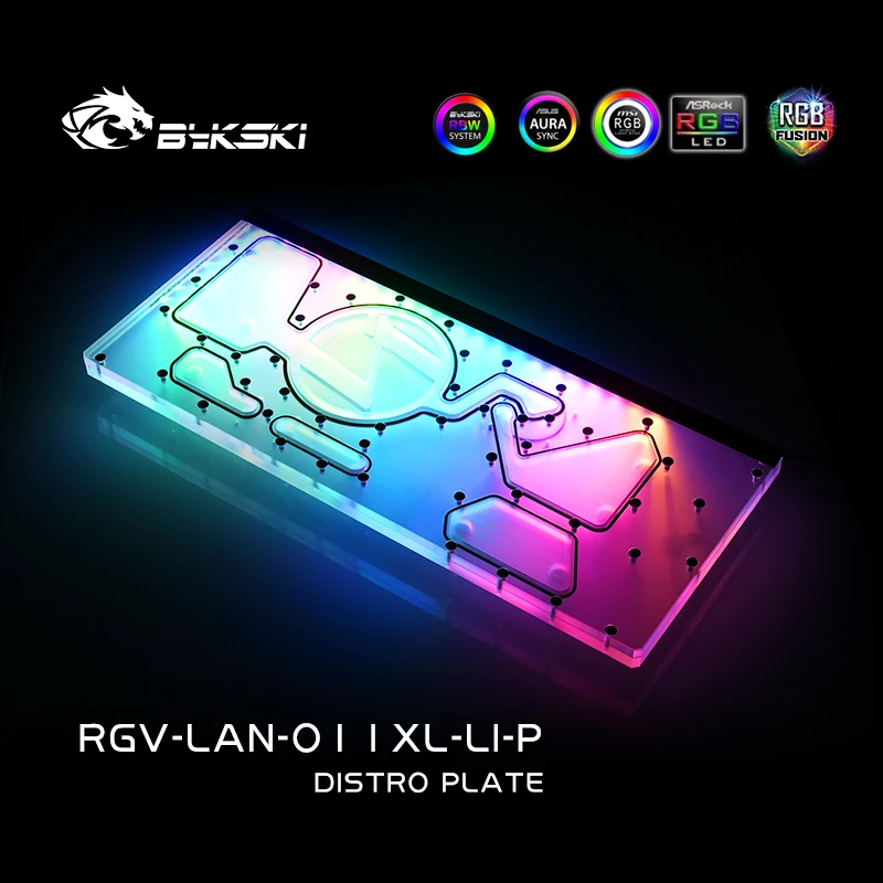 Bykski distro placa para lian LI-ROG o11 dinâmico xl, kit de placa de água para a solução de circuito de refrigeração do painel frontal, RGV-LAN-O11XL-LI-P