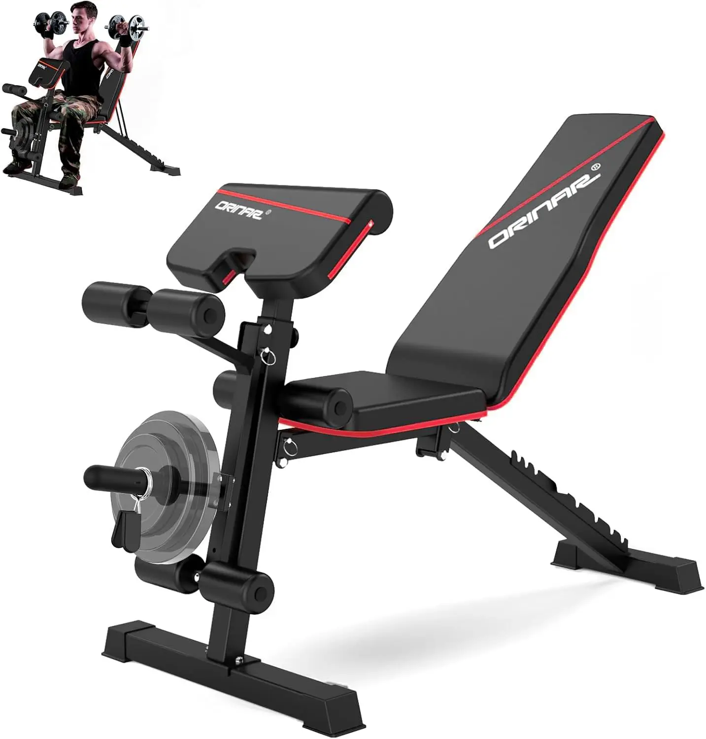 Adjustable Weight Bench, 880Lbs Bench Press for Full Body Workout, Workout Bench for Home Gym with Barbell Rack