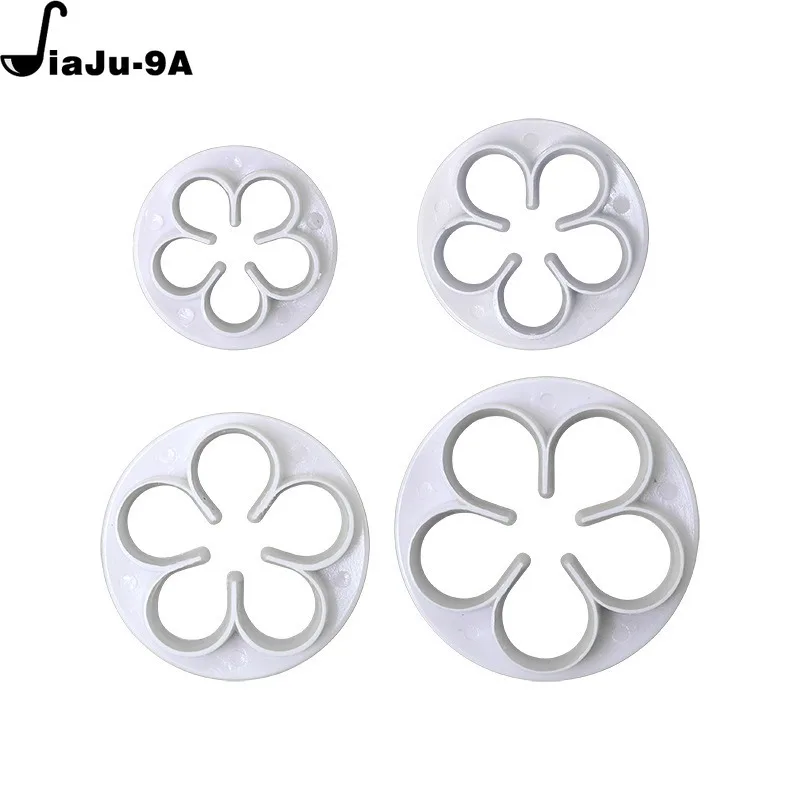 4Pcs Rose Flower Fondant Cake Decorating Mould Plum Blossom Dessert Cookies Cutter Mold Gum Paste Pastry Tools Baking Supplies