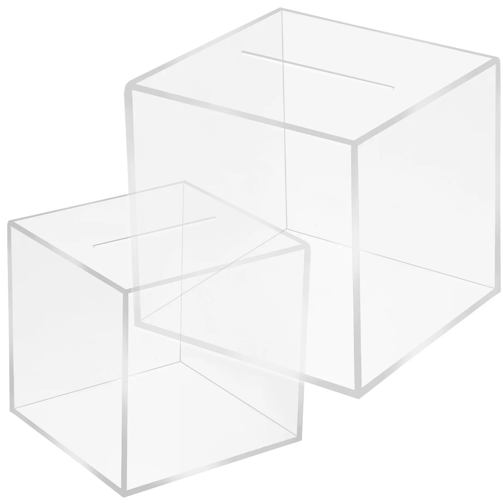 

2Pcs Piggy Banks Clear Cube Unopenable Acrylic Money Boxes for Adults Kids Transparent Coin Saving Pots Cash Containers