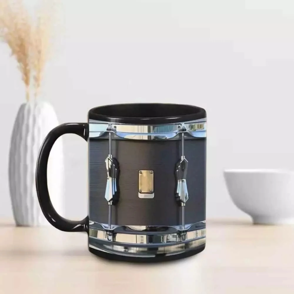11OZ Vintage Trommelförmige Keramiktasse mit glänzender Oberfläche, ergonomischem C-förmigem Griff, 0,33L, 8*9,5cm, Kaffee-, Tee-, Milch-Trinkbecher, für den täglichen Gebrauch zu Hause, im Büro, als