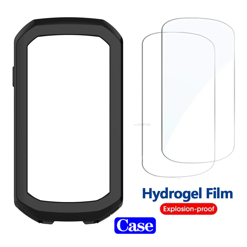 Silicone Case & Hydrogel Film for Garmin Edge 1050 GPS Stopwatch Bumper Screen Protector Cover for Garmin Edge 1050 Accessories