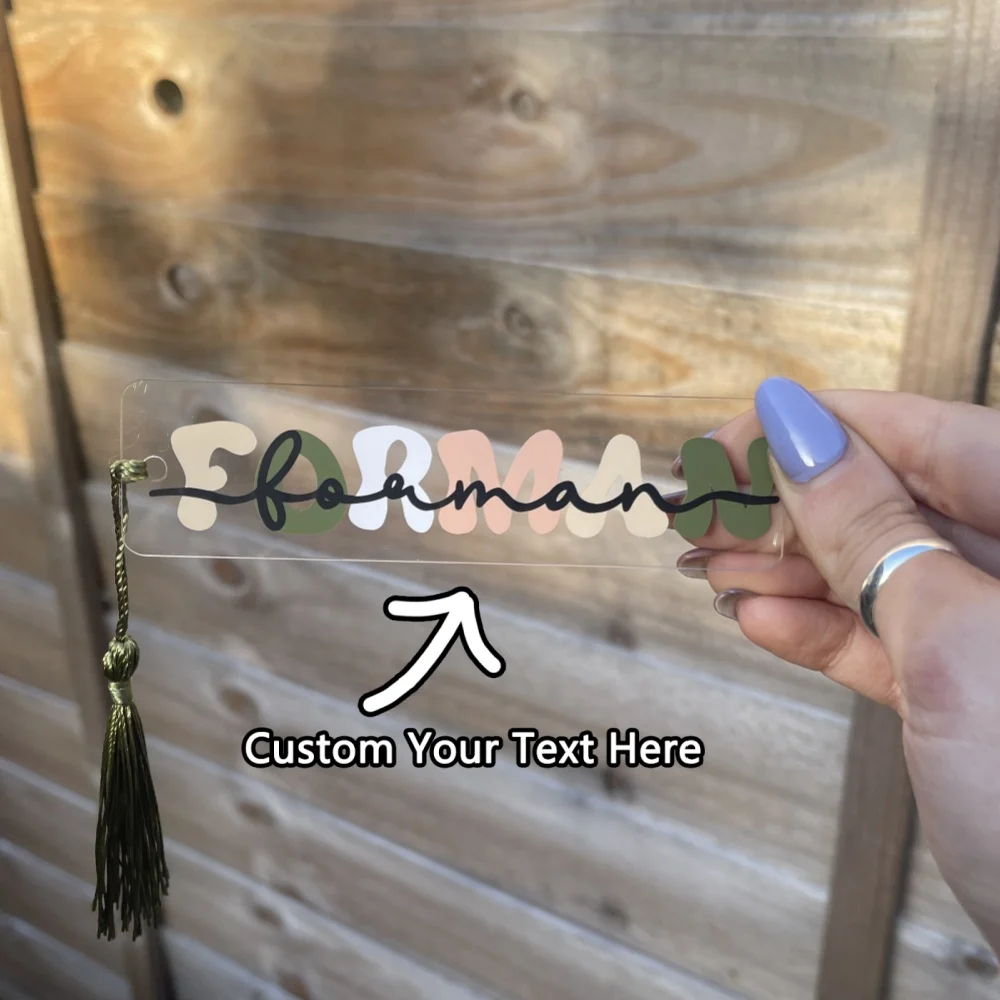 1PC Custom PMMA Bookmark - Personalized Engraved Name & Text, Tassel Design with Flowing Style, DIY, Laser Engraved, Ideal Daily