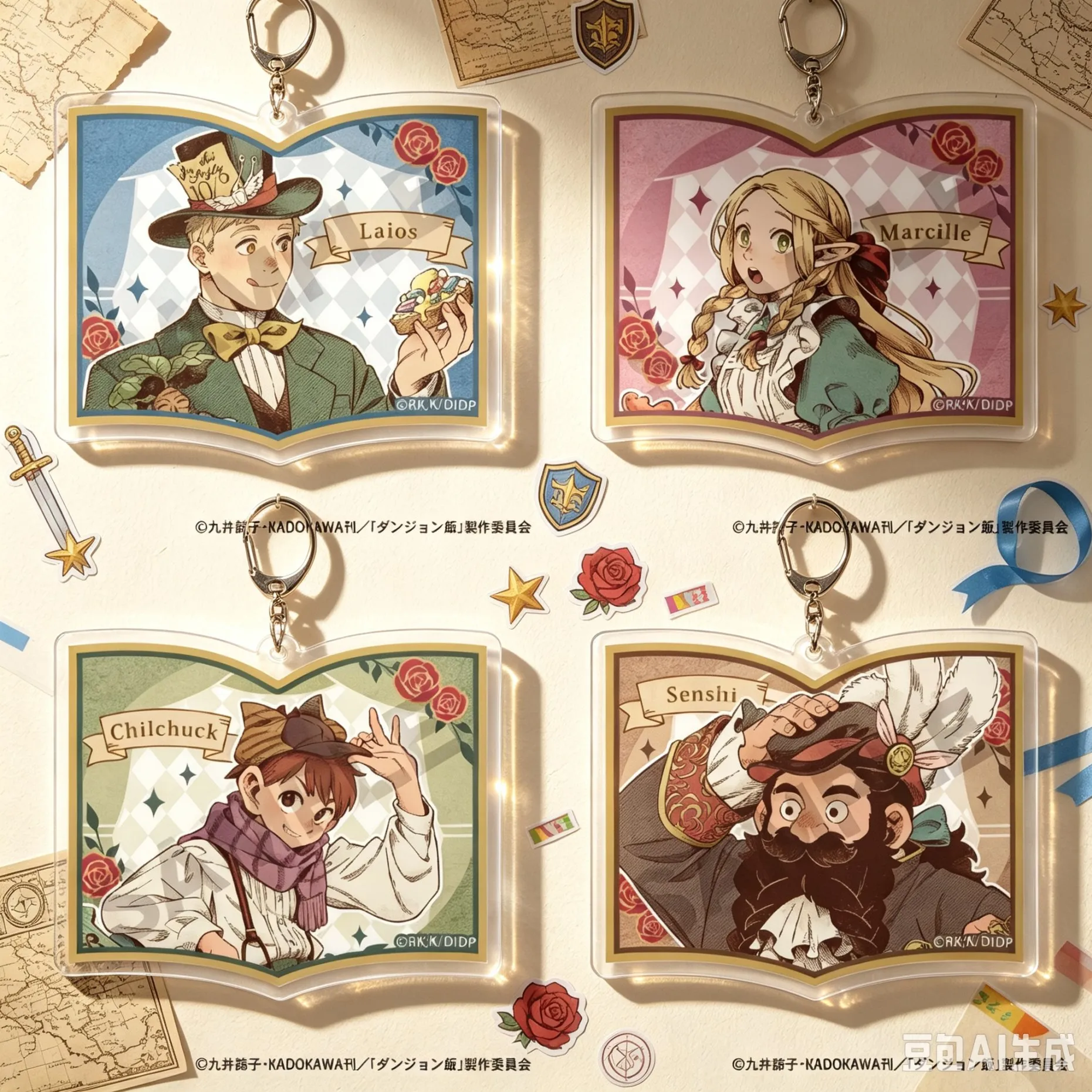 Classic High Definition Images Cartoon Delicious In Dungeon Figure Decoration Bag Car Key Ring Charm Gift Anime Acrylic Keychain