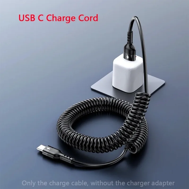 66W 5A Spring Stretching Data Cable USB Type C Data Cable  Fast Charging Data Cord for  Android Phone USB C Line Type C image 3