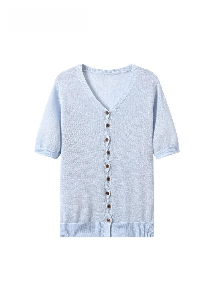 

Loose V-Neck Short Sleeve T-Shirt Women's plus Size Summer New Style Breathable Ice Silk Casual Fashion Shoulder Width Regular