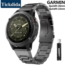 Garmin用ステンレススチールストラップ,Garmin Tactix 7 amoled fenix 7 7x pro 6x 5x plus用金属バンド,Garmin Tactix 8x用