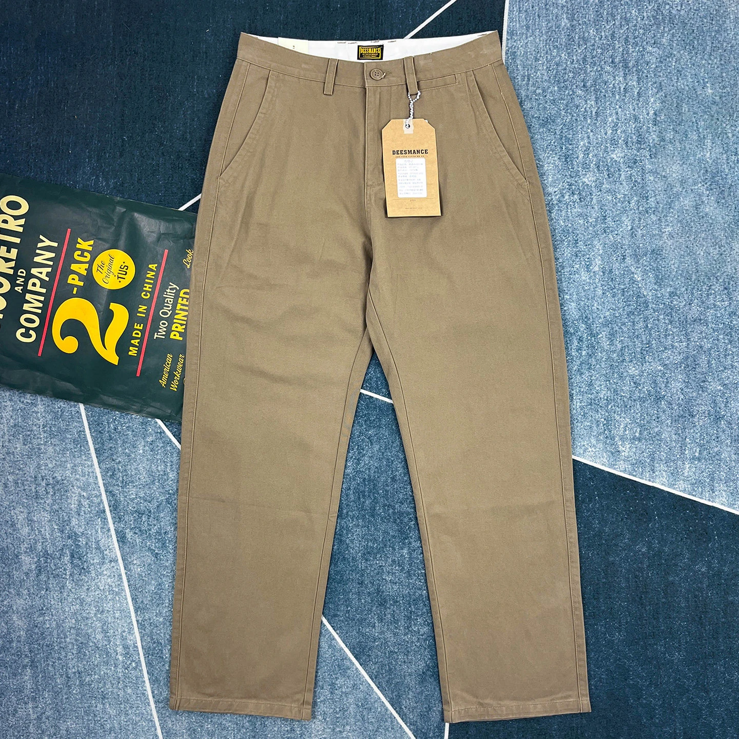 100% cotton American straight casual pants for men solid color simple workwear loose and versatile trousers