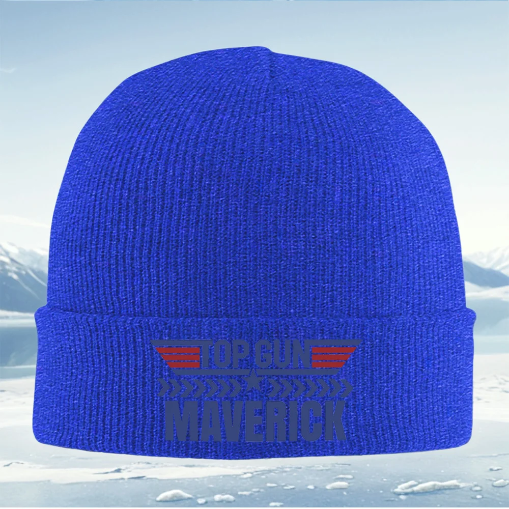 Palabras azules top gun maverick star wing hombres mujeres Unisex sombrero de punto gorro Jersey gorra invierno térmico cálido N