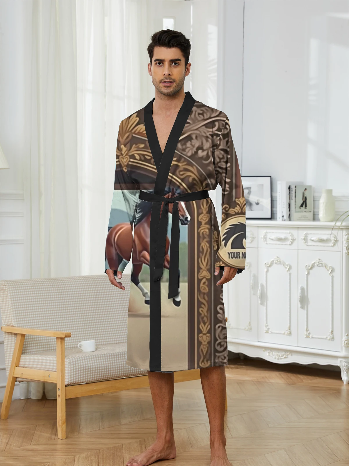 1pcs Men's Robes 2026 Spring/Summer sleepwear Breathable Sleepwear bath robe 3D Printed Graphic dressing gown Bathrobe