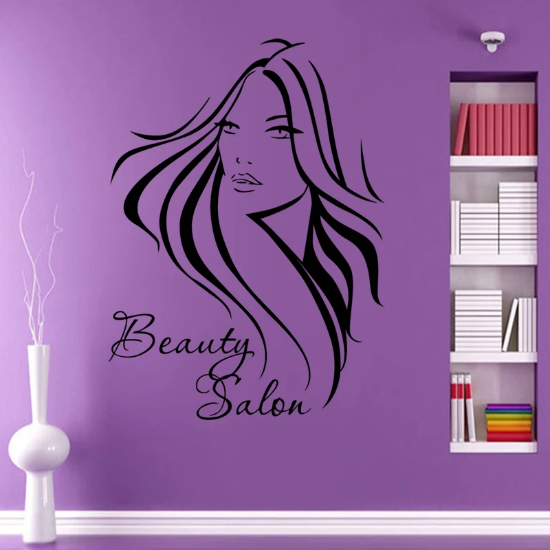 Hair Salon Wall Decal Beauty Salon Glass Sticker Vinyl  Decor Mural Hairdresser Glass Window