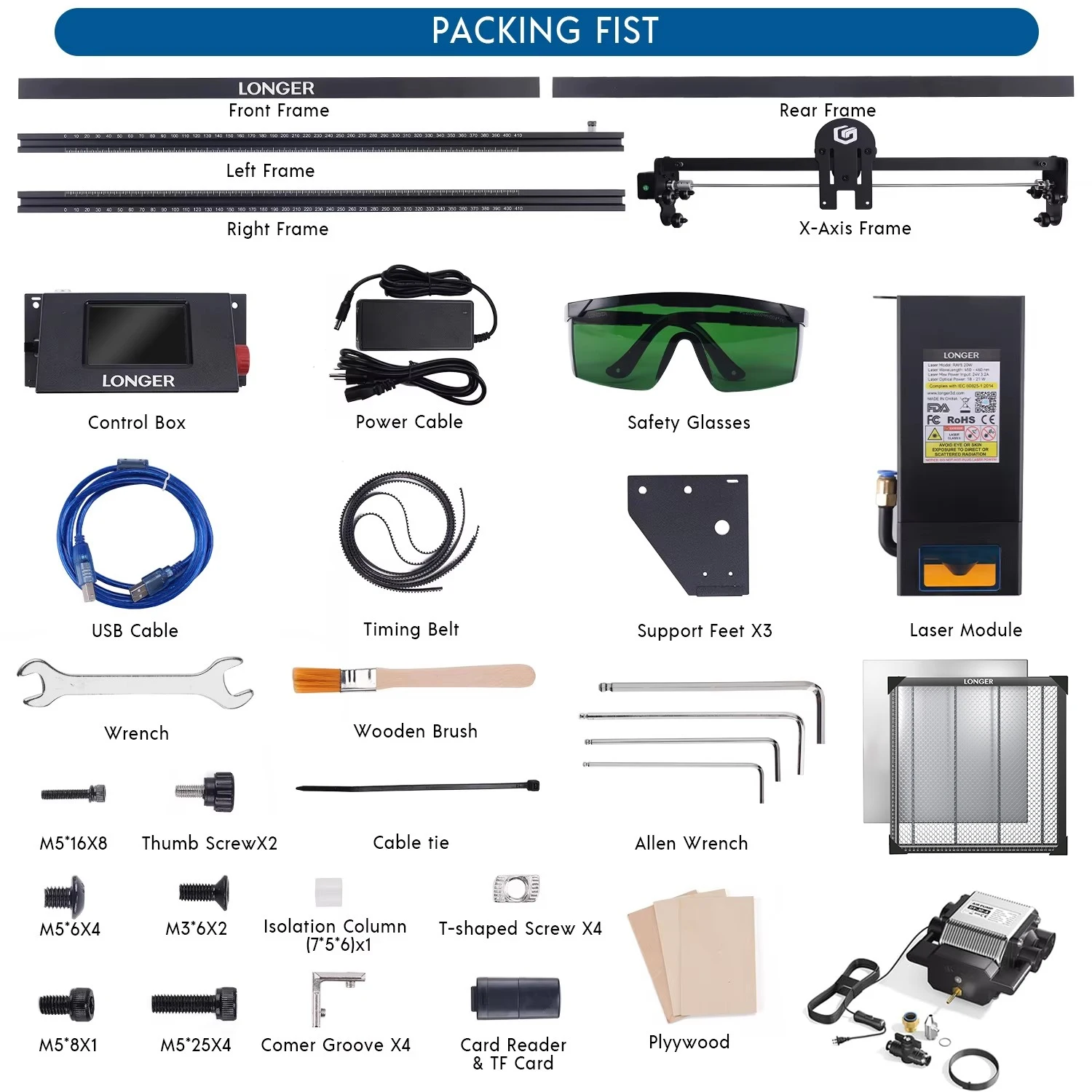 RAY5 20W Laser Cutting Engraving Machine + Air Pump Assist KIT + 500mm Honeycomb Working Table DIY Desktop CNC Engraver Cutter