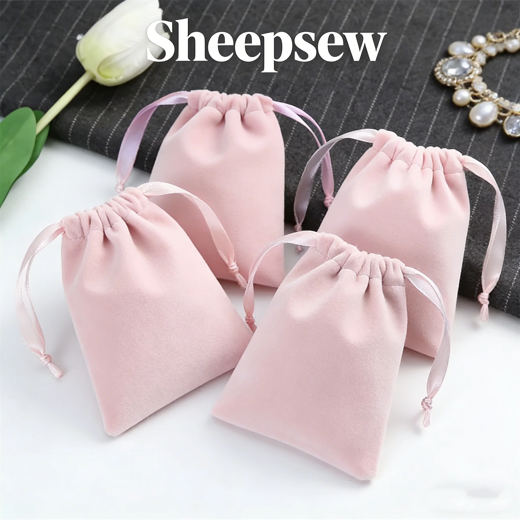 

100Pcs Custom Logo 8x10cm Jewelry Velvet Drawstring Bag Wedding Favors Gift Wig Cosmetic Organizer Candy Goodies Boutique Pack
